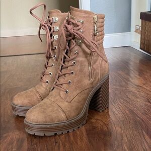 GBG Los Angeles Brown Lace-Up Combat Boots